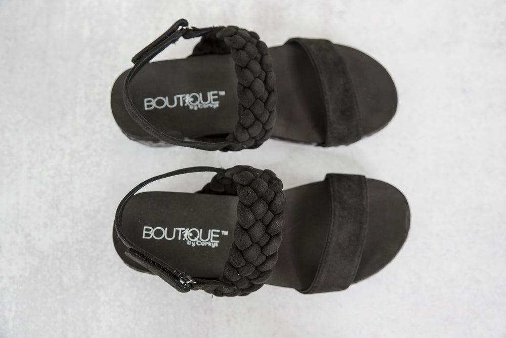 Pleasant Sandals in Black Suede